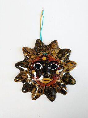 3/$75🌼Vintage Mid-Century Ceramic Hanging Celestial Sun Wall Decor